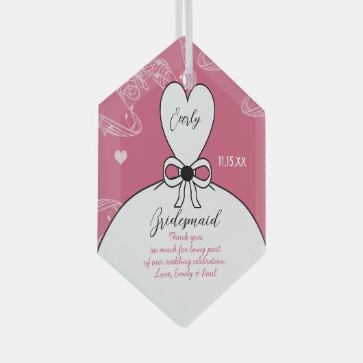 Weddenschap over bruidsmeisje - kies kleur glas ornament (Voorkant Rechts)