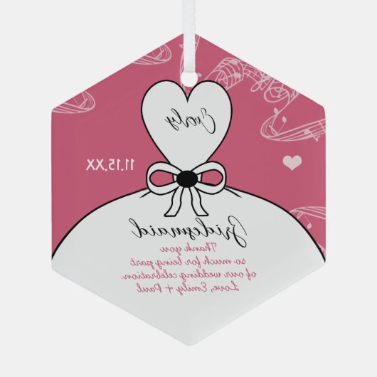 Weddenschap over bruidsmeisje - kies kleur glas ornament (Achterkant)