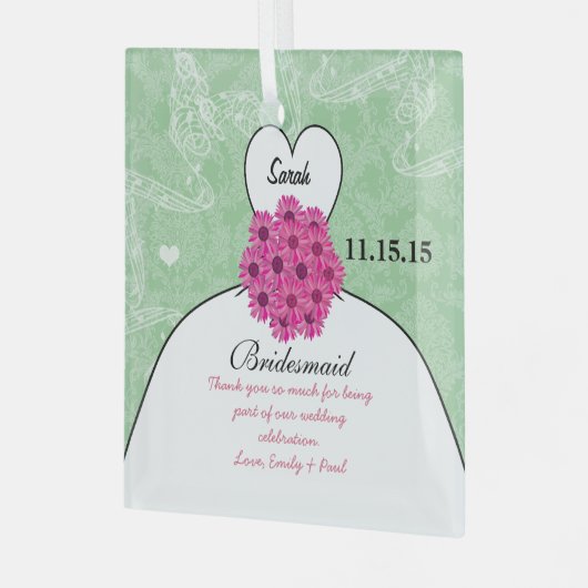 Weddenschap over bruidsmeisje - kies kleur glas ornament (Voorkant links)