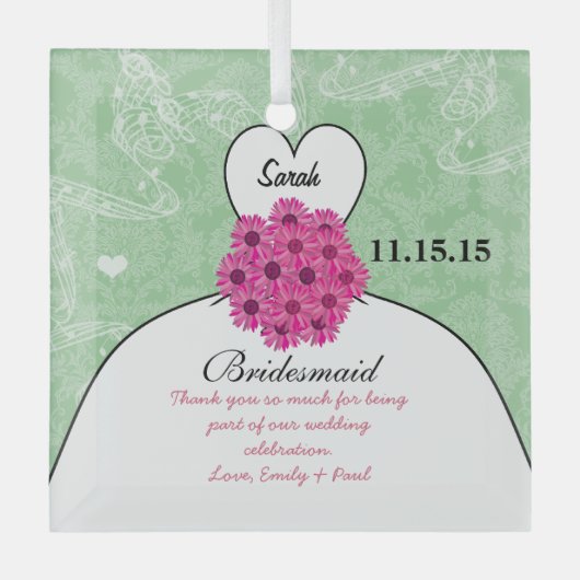 Weddenschap over bruidsmeisje - kies kleur glas ornament (Voorkant)