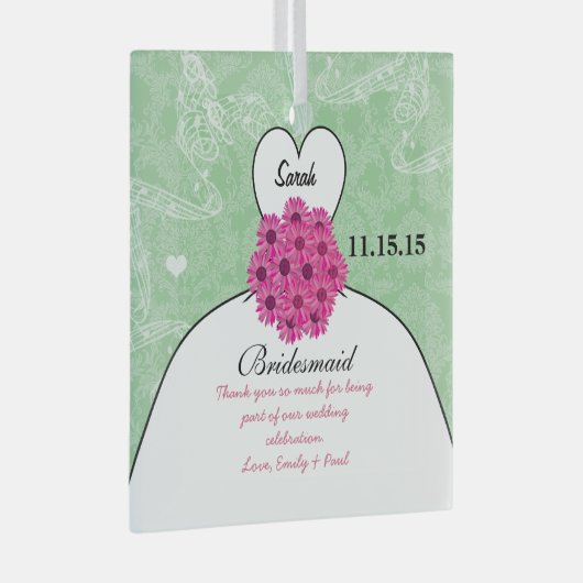 Weddenschap over bruidsmeisje - kies kleur glas ornament (Voorkant Rechts)