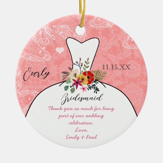Weddenschap over bruidsmeisje - kies kleur keramisch ornament (Voorkant)
