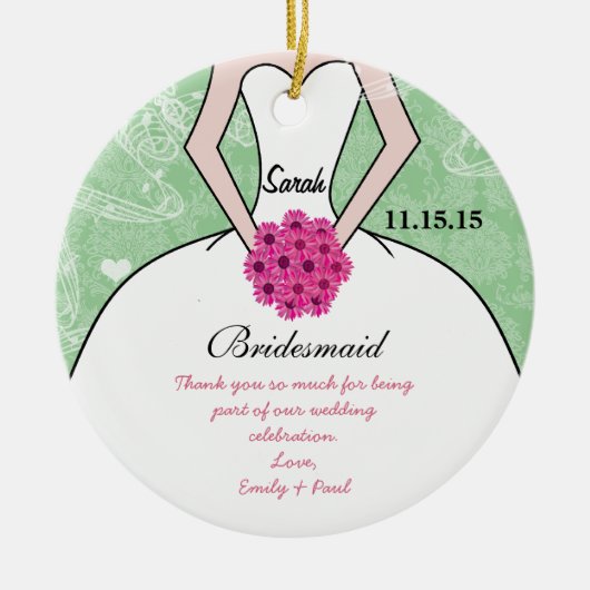 Weddenschap over bruidsmeisje - kies kleur keramisch ornament (Voorkant)