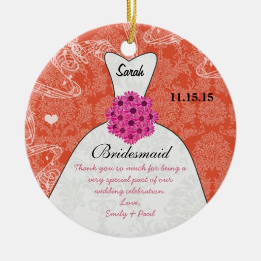 Weddenschap over bruidsmeisje - kies kleur keramisch ornament (Voorkant)