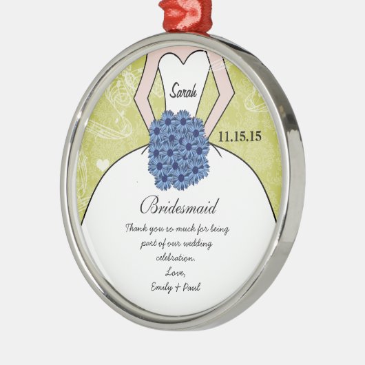 Weddenschap over bruidsmeisje - kies kleur metalen ornament (Links)