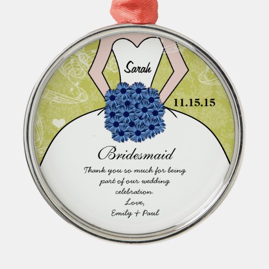Weddenschap over bruidsmeisje - kies kleur metalen ornament (Voorkant)