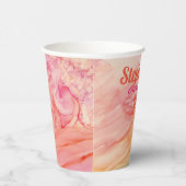 Weddenschap over het bekertje Roze bloemen Papieren Bekers (Rechts)