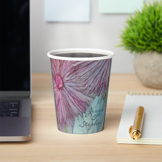 Weddenschap over Turquoise en Pinks Flowers Papieren Bekers (Insitu)