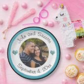 Weddenschap Paars Aangepaste foto Datum Papieren Bordje (Feest)