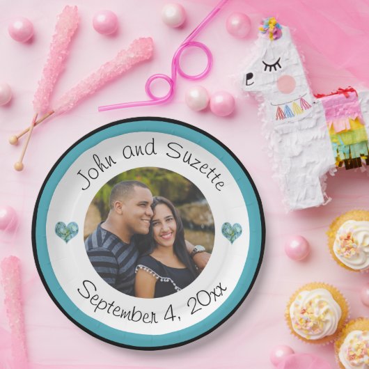 Weddenschap Paars Aangepaste foto Datum Papieren Bordje (Feest)