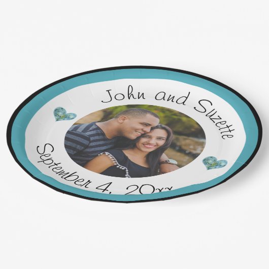 Weddenschap Paars Aangepaste foto Datum Papieren Bordje (Gekanteld)