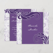 Weddenschap Paars en wittewitten Kaart (Voorkant / Achterkant)