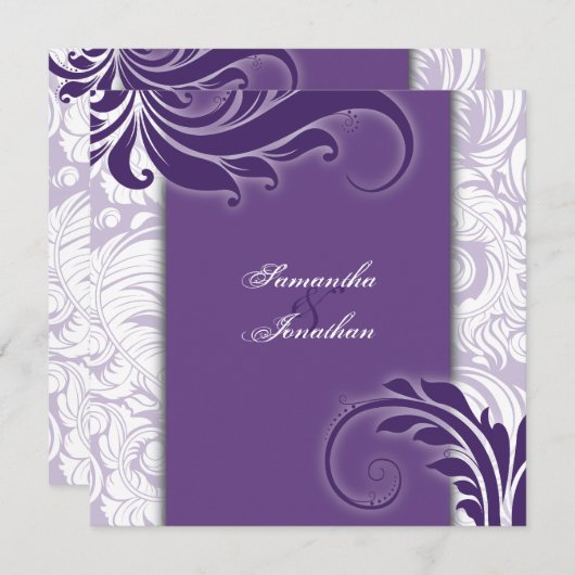 Weddenschap Paars en wittewitten Kaart (Voorkant / Achterkant)