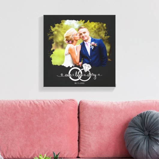 Weddenschap Paars Foto Waterverf Ons liefdesverhaa Canvas Afdruk (Insitu (Woonkamer))