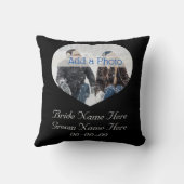 Weddenschap Paars Modern Heart Foto zwart-wit Kussen (Achterkant)