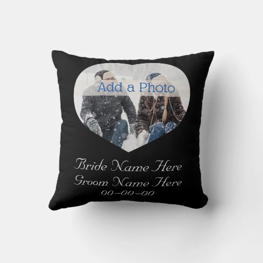 Weddenschap Paars Modern Heart Foto zwart-wit Kussen (Achterkant)
