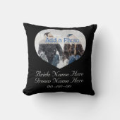 Weddenschap Paars Modern Heart Foto zwart-wit Kussen (Voorkant)