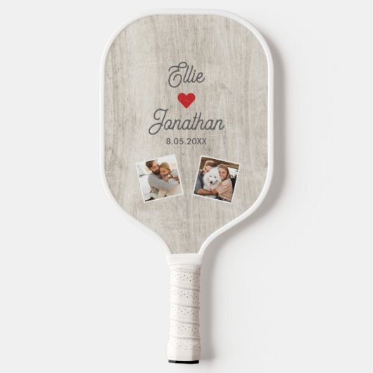 Weddenschap Paars Namen Foto's Datum Aangepaste te Pickleball Paddle (Achterkant)