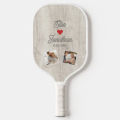 Weddenschap Paars Namen Foto's Datum Aangepaste te Pickleball Paddle (Voorkant)