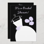 Weddenschap Paarse bruiddoucheuitnodiging zwart Kaart (Voorkant / Achterkant)