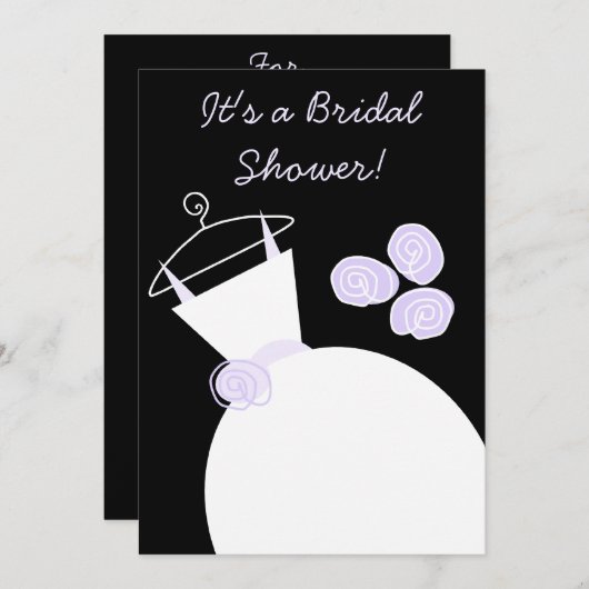 Weddenschap Paarse bruiddoucheuitnodiging zwart Kaart (Voorkant / Achterkant)