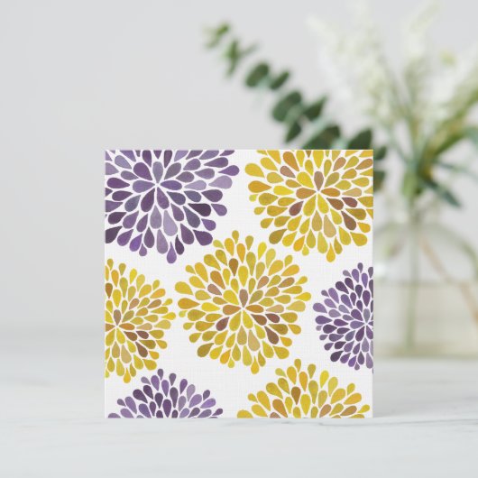 Weddenschap Paarse gele bloem Kaart (Staand voorkant)