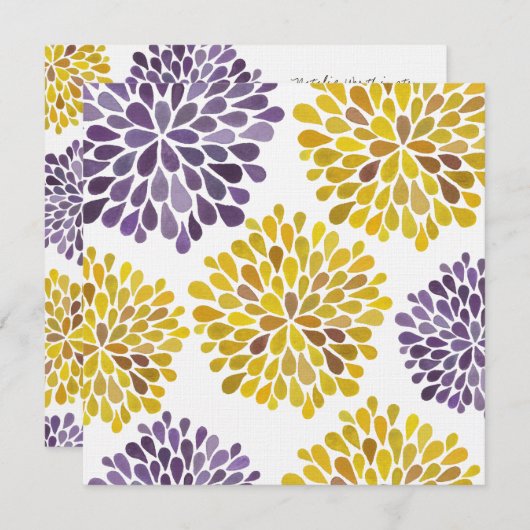 Weddenschap Paarse gele bloem Kaart (Voorkant / Achterkant)