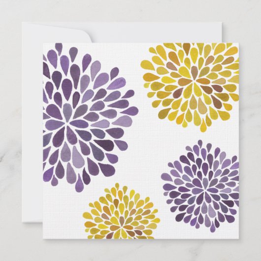 Weddenschap Paarse Gele Dahlia Flowers Uitnodiging (Achterkant)