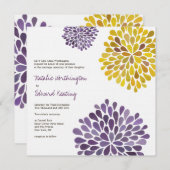 Weddenschap Paarse Gele Dahlia Flowers Uitnodiging (Voorkant / Achterkant)