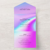 Weddenschap Paarse holografische moderne legant All In One Uitnodiging (Binnen)