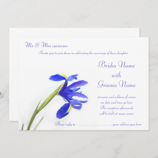 Weddenschap - Paarse Iris-bloem Kaart (Voorkant / Achterkant)