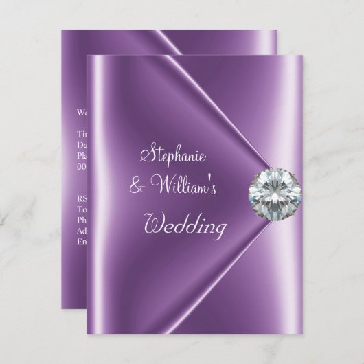 Weddenschap Paarse Mauve Diamond Jewel Kaart (Voorkant / Achterkant)