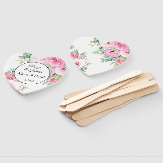 Weddenschap Paddle Fans Pink Floral Handwaaier (Niet-gemonteerd)