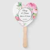 Weddenschap Paddle Fans Pink Floral Handwaaier (Voorkant)