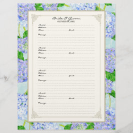 Weddenschap Pagina Blauw Hydrangea Lace Floral