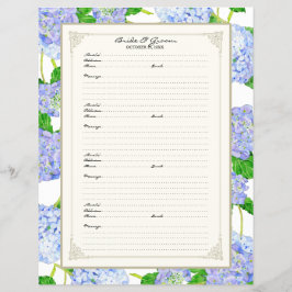 Weddenschap Pagina Blauw Hydrangea Lace Floral Flyer