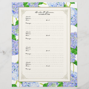 Weddenschap Pagina Blauw Hydrangea Lace Floral Flyer