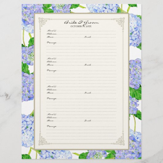 Weddenschap Pagina Blauw Hydrangea Lace Floral Flyer (Voorkant)