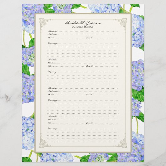 Weddenschap Pagina Blauw Hydrangea Lace Floral Flyer (Achterkant)