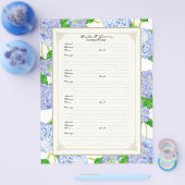Weddenschap Pagina Blauw Hydrangea Lace Floral Flyer (Enkel)