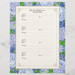 Weddenschap Pagina Blauw Hydrangea Lace Floral Flyer