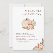 Weddenschap Pampas Grass Boho White Pumpkin Kaart (Voorkant)