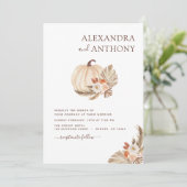 Weddenschap Pampas Grass Boho White Pumpkin Kaart (Staand voorkant)