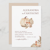 Weddenschap Pampas Grass Boho White Pumpkin Kaart (Voorkant / Achterkant)