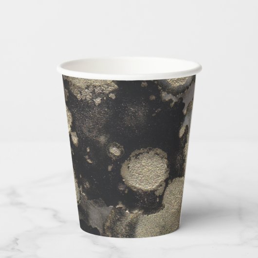 Weddenschap Papieren beker, zwart en gouden inkten Papieren Bekers (Achterkant)