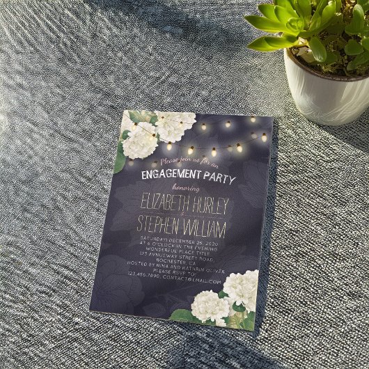 Weddenschap PARTIJ Hydrangeas String Lights Kaart