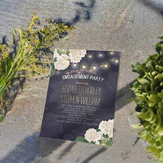 Weddenschap PARTIJ Hydrangeas String Lights Kaart