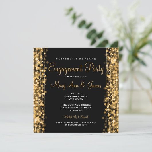 Weddenschap PARTIJ Sparkles Gold Kaart (Staand voorkant)