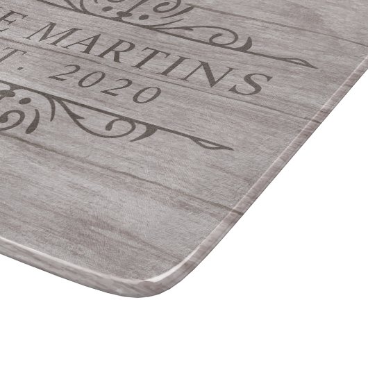 Weddenschap Pas getrouwd Gift Achternaam Snijplank (Hoek)