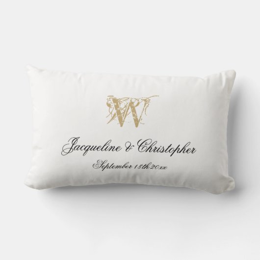 Weddenschap Pas getrouwd Gift White Gold Monogram  Kussen (Achterkant)